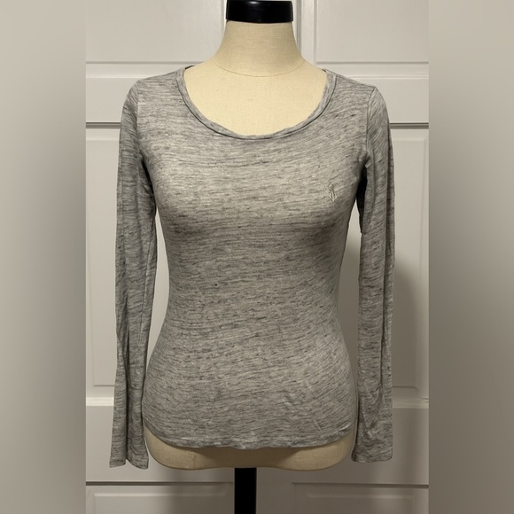 Ralph Lauren Gray Linen Crewneck Long Sleeve Top Size M - Picture 1 of 4